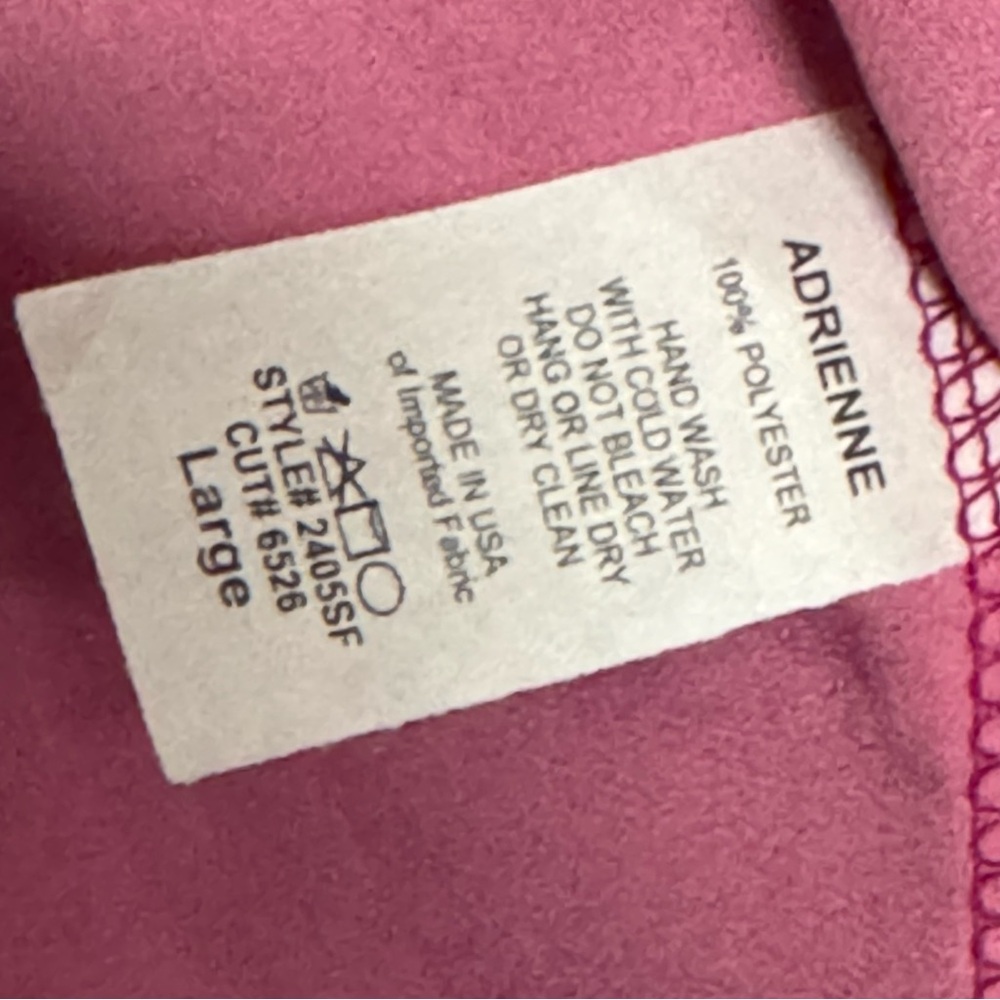 ADRIENNE Fuchsia Two Tone V neckline Racerback Shimmery Loose Fit Blouse Size L - Picture 5 of 6